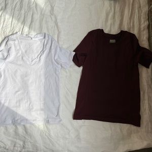 Athleta Workout Tops ribbed lot of 2 white and red size medium T Shirts